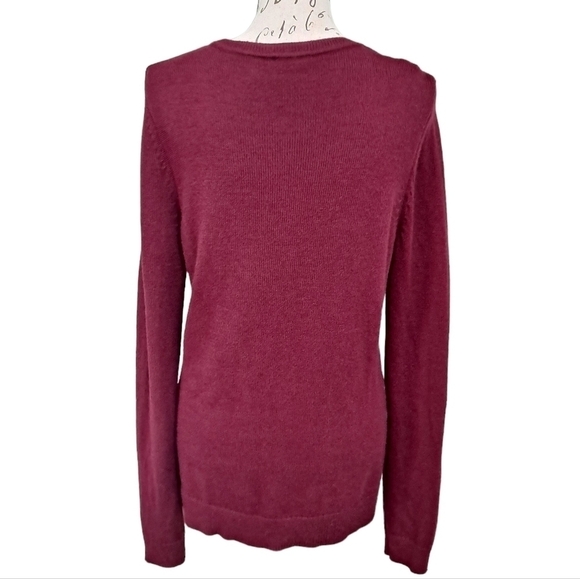 Talbots Pink Lambswool Womens Fair isle knit Crew Neck Beaded crystal sweater M - Picture 7 of 16